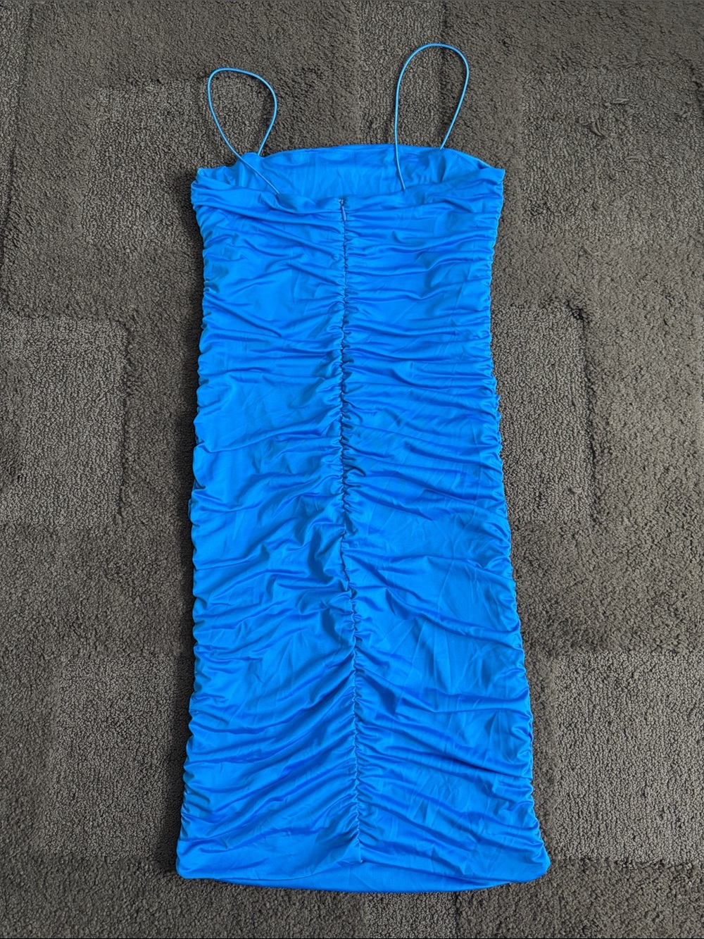 Blue Ruched Spaghetti-Strap Dress - Picture 2 of 3